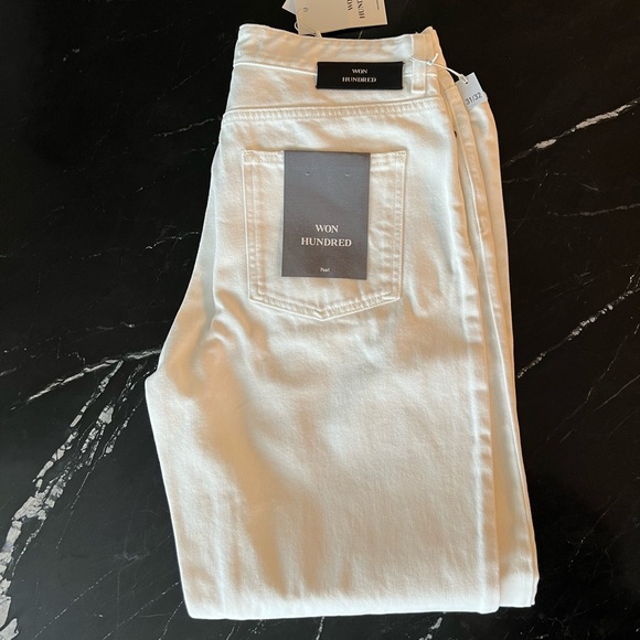 WON HUNDRED WHITE PEARL JEANS - Picture 2 of 7